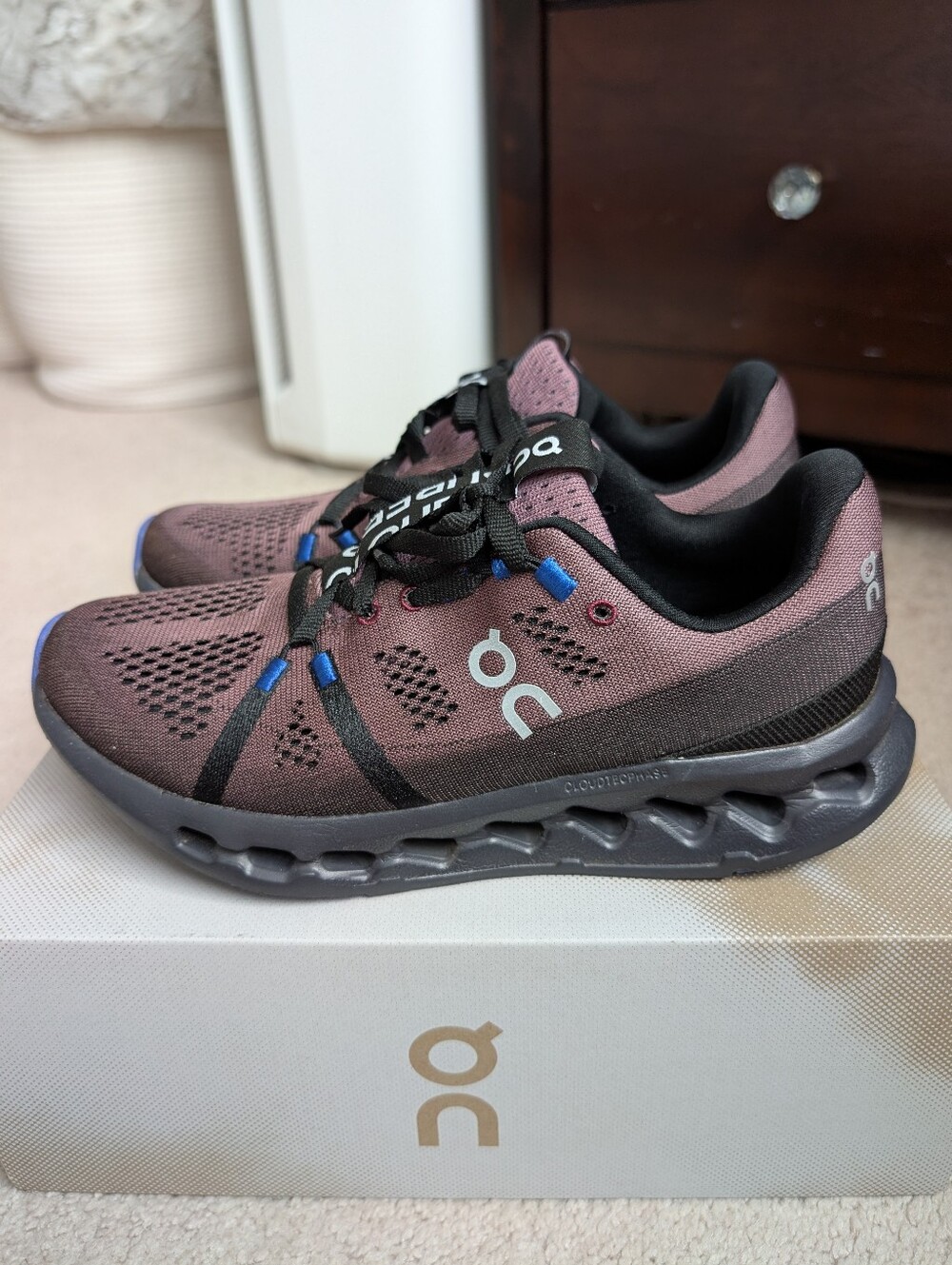 On Cloudsurfer Women's Running Shoes, Black Pink Blue, Size 7.5